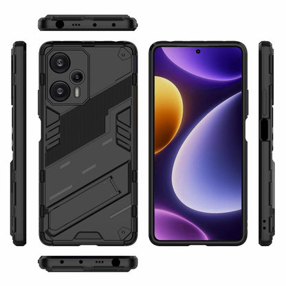 Xiaomi Redmi Note 12 Turbo 5G Shockproof Phone Case - Punk Armor 2-in-1 PC + TPU with Invisible Holder