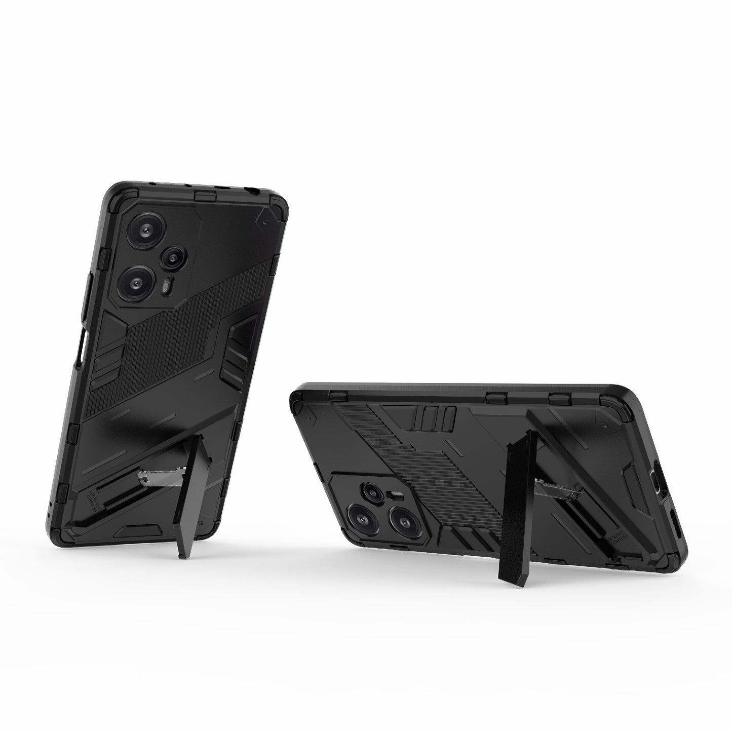 Xiaomi Redmi Note 12 Turbo 5G Shockproof Phone Case - Punk Armor 2-in-1 PC + TPU with Invisible Holder