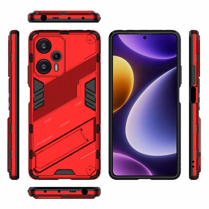 Xiaomi Redmi Note 12 Turbo 5G Shockproof Phone Case - Punk Armor 2-in-1 PC + TPU with Invisible Holder