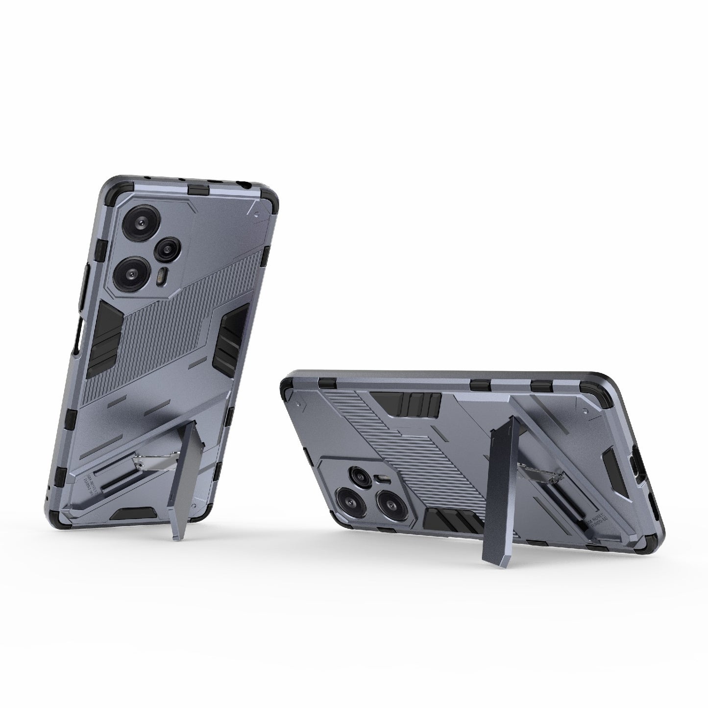 Xiaomi Redmi Note 12 Turbo 5G Shockproof Phone Case - Punk Armor 2-in-1 PC + TPU with Invisible Holder