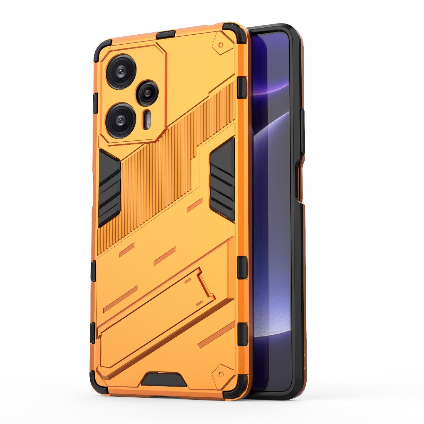 Xiaomi Redmi Note 12 Turbo 5G Shockproof Phone Case - Punk Armor 2-in-1 PC + TPU with Invisible Holder