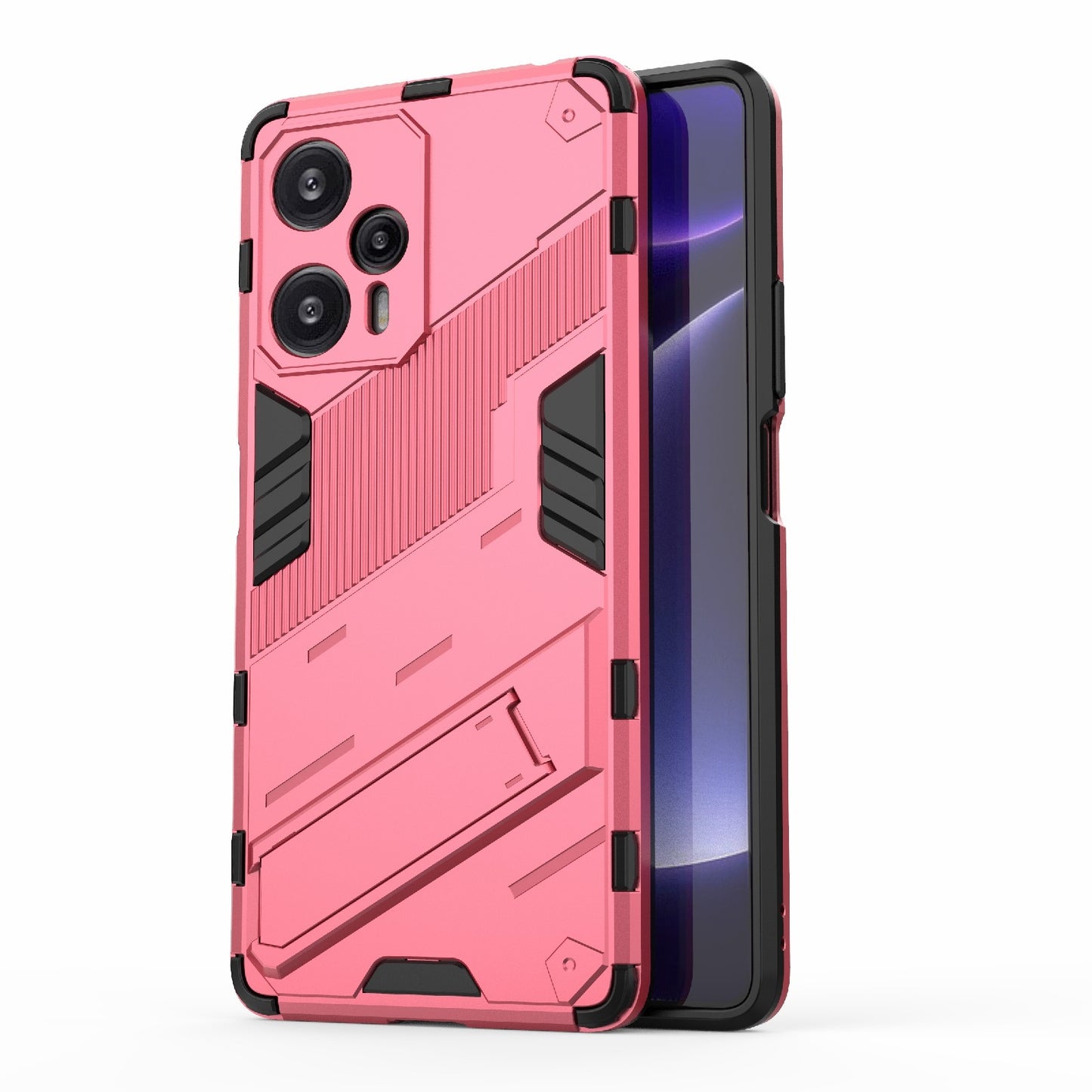 Xiaomi Redmi Note 12 Turbo 5G Shockproof Phone Case - Punk Armor 2-in-1 PC + TPU with Invisible Holder