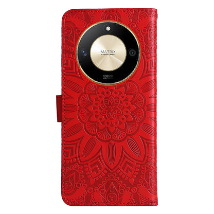 Honor X50 Sunflower Embossed Leather Wallet Phone Case with Kickstand and Card Holder