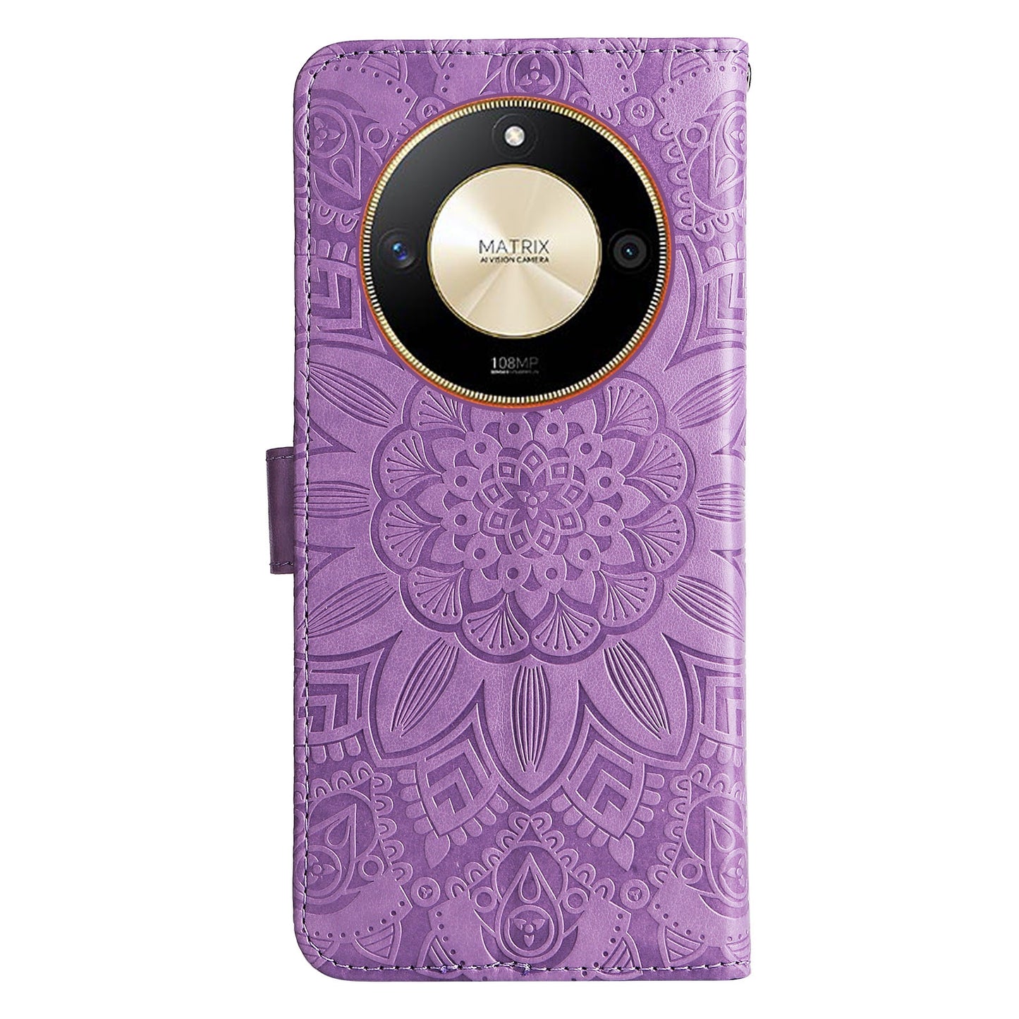 Honor X50 Sunflower Embossed Leather Wallet Phone Case with Kickstand and Card Holder