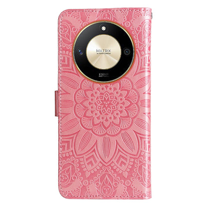 Honor X50 Sunflower Embossed Leather Wallet Phone Case with Kickstand and Card Holder