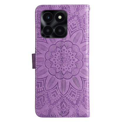 Honor X6a Sunflower Embossed Leather Wallet Phone Case with Kickstand and Card Holder