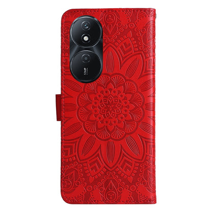 Honor Play 50 Plus Sunflower Embossed Leather Wallet Phone Case with Kickstand and Card Holder