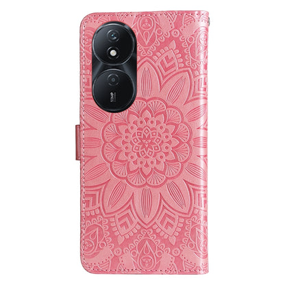 Honor Play 50 Plus Sunflower Embossed Leather Wallet Phone Case with Kickstand and Card Holder