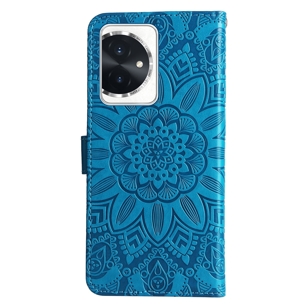 Honor 100 Sunflower Embossed Leather Wallet Phone Case with Kickstand and Card Holder