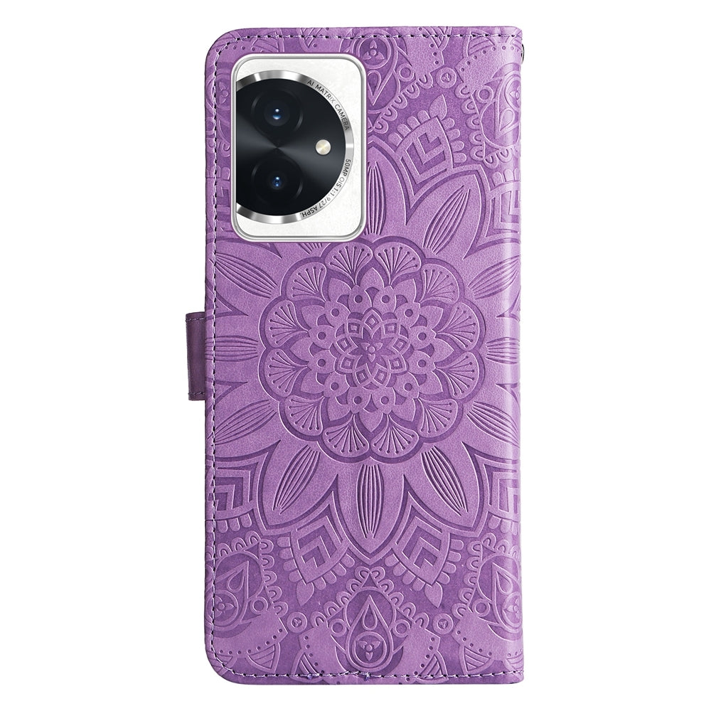 Honor 100 Sunflower Embossed Leather Wallet Phone Case with Kickstand and Card Holder