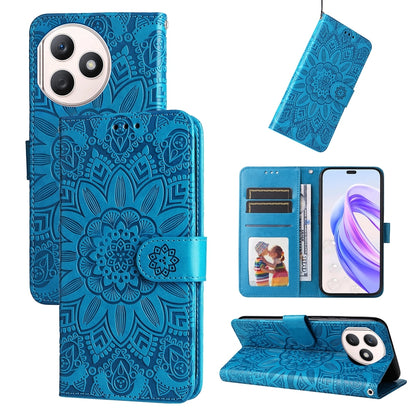 Honor X50i+ Sunflower Embossed Leather Wallet Phone Case with Kickstand and Card Holder