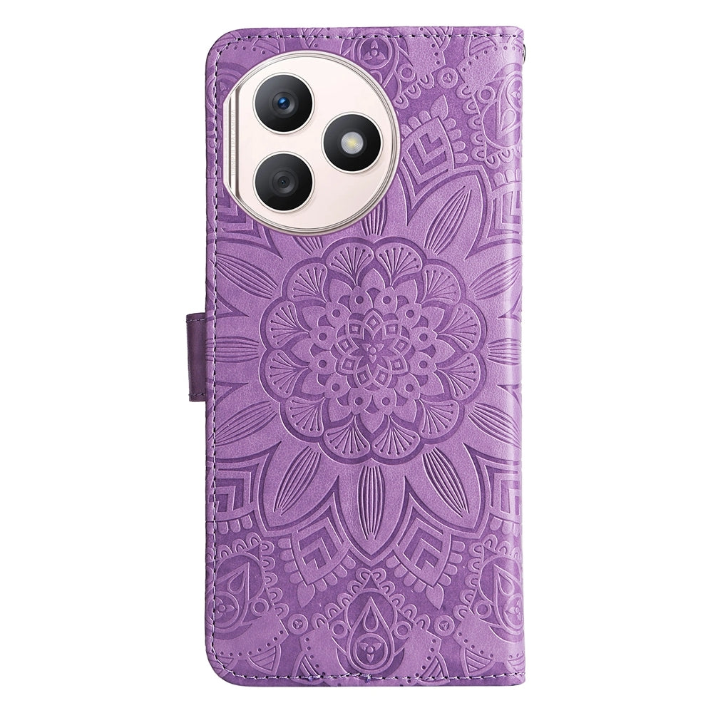 Honor X50i+ Sunflower Embossed Leather Wallet Phone Case with Kickstand and Card Holder