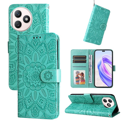 Honor X50i+ Sunflower Embossed Leather Wallet Phone Case with Kickstand and Card Holder