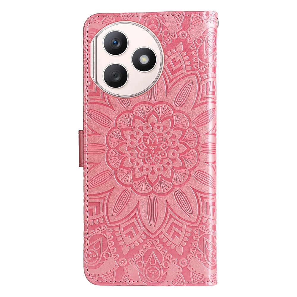 Honor X50i+ Sunflower Embossed Leather Wallet Phone Case with Kickstand and Card Holder