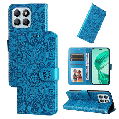 Honor X8b Sunflower Embossed Leather Wallet Phone Case with Kickstand and Card Holder