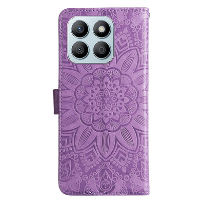 Honor X8b Sunflower Embossed Leather Wallet Phone Case with Kickstand and Card Holder