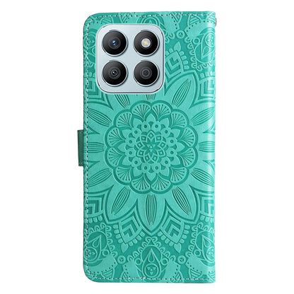 Honor X8b Sunflower Embossed Leather Wallet Phone Case with Kickstand and Card Holder