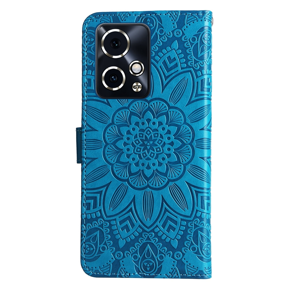 Honor 90 GT Sunflower Embossed Leather Wallet Phone Case with Kickstand and Card Holder