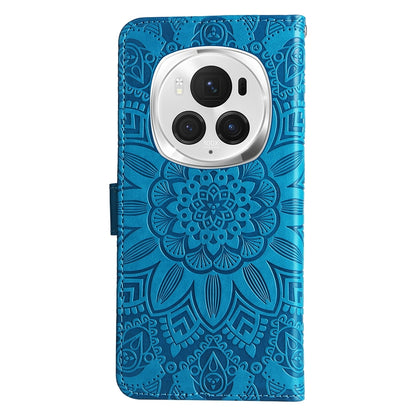 Honor Magic6 Pro Sunflower Embossed Leather Wallet Phone Case with Kickstand and Card Holder