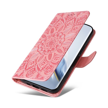 Honor Magic6 Pro Sunflower Embossed Leather Wallet Phone Case with Kickstand and Card Holder