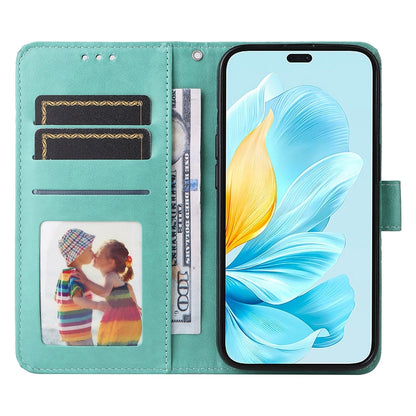 Honor 200 Lite Global Sunflower Embossed Leather Wallet Phone Case with Kickstand and Card Holder