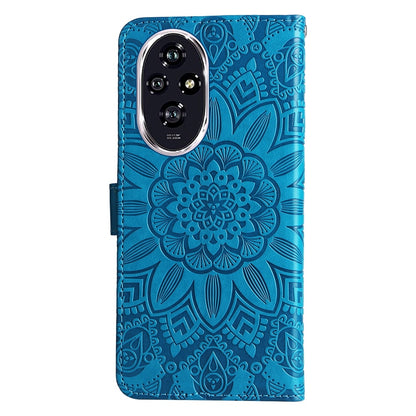 Honor 200 Sunflower Embossed Leather Wallet Phone Case with Kickstand and Card Holder