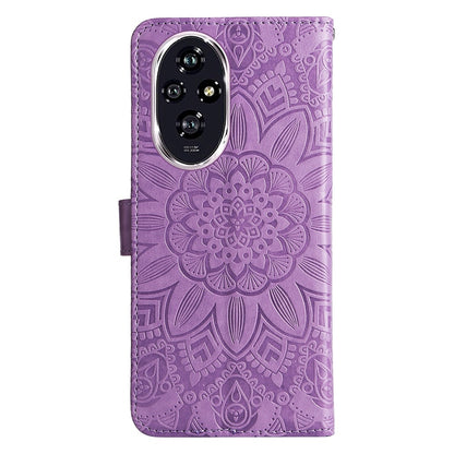 Honor 200 Sunflower Embossed Leather Wallet Phone Case with Kickstand and Card Holder