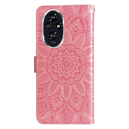 Honor 200 Sunflower Embossed Leather Wallet Phone Case with Kickstand and Card Holder