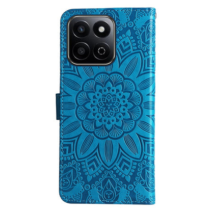 Honor Play 60 Plus Sunflower Embossed Leather Wallet Phone Case with Kickstand and Card Holder