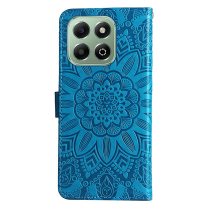 Honor X6b Sunflower Embossed Leather Wallet Phone Case with Kickstand and Card Holder