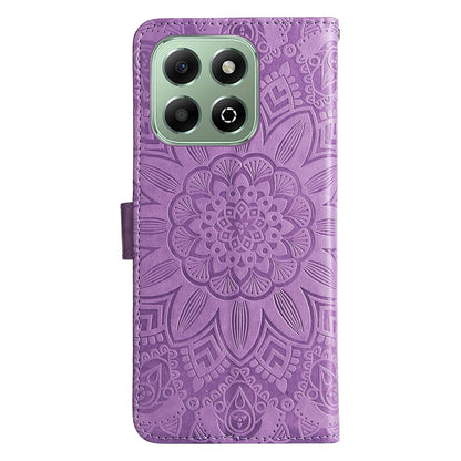 Honor X6b Sunflower Embossed Leather Wallet Phone Case with Kickstand and Card Holder