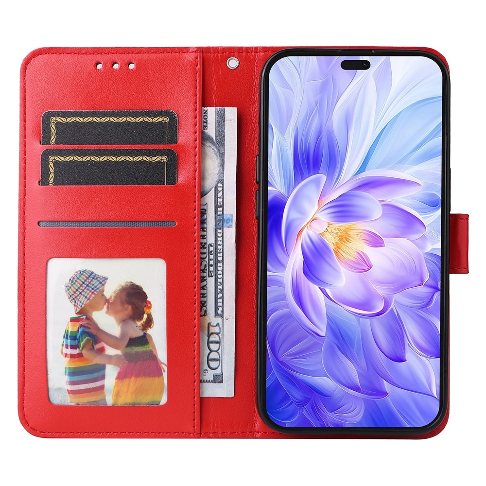 Honor X60i Sunflower Embossed Leather Wallet Phone Case with Kickstand and Card Holder