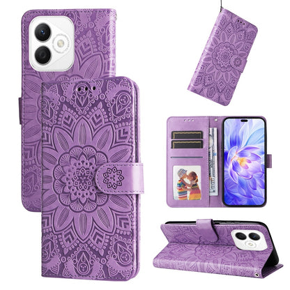 Honor X60i Sunflower Embossed Leather Wallet Phone Case with Kickstand and Card Holder