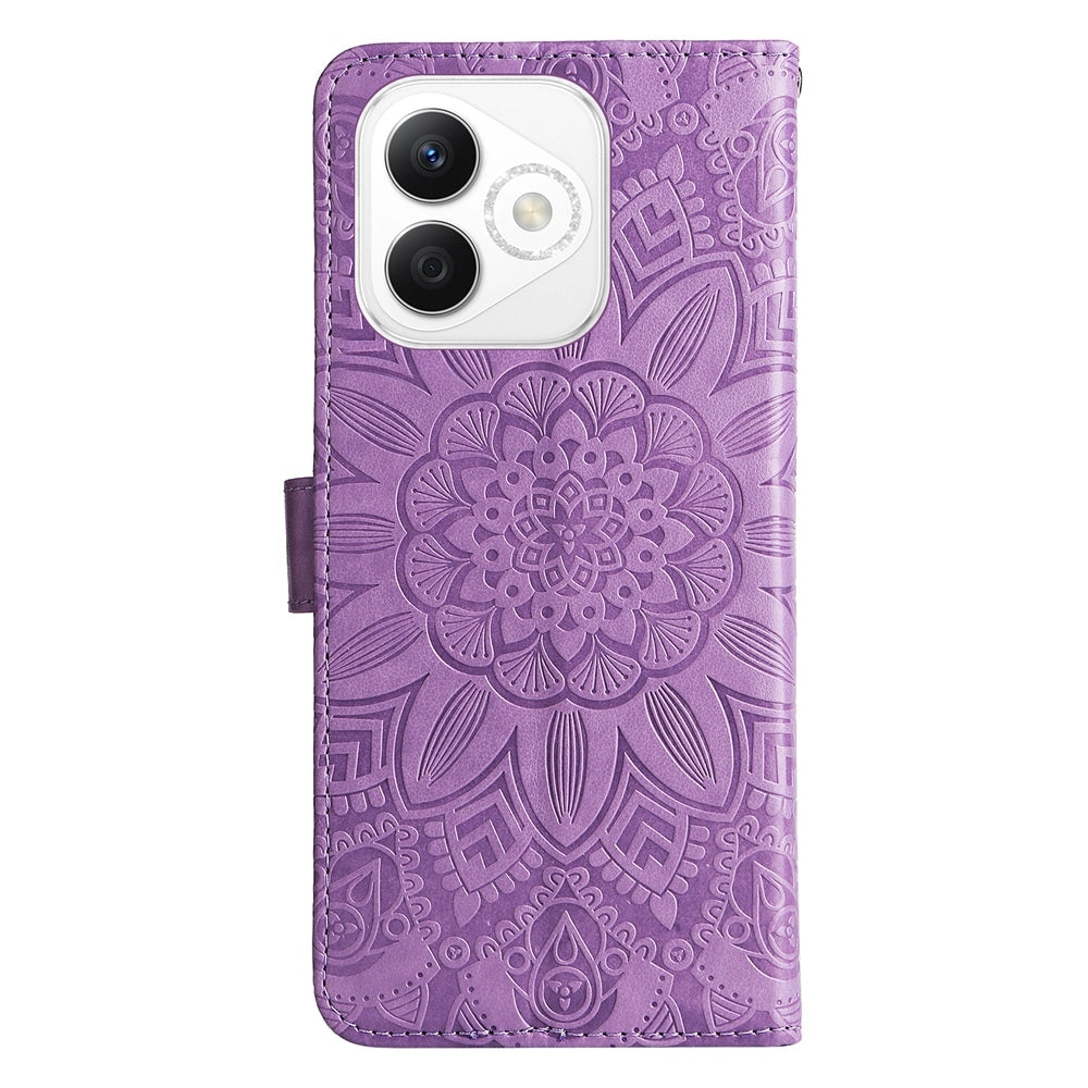 Honor X60i Sunflower Embossed Leather Wallet Phone Case with Kickstand and Card Holder