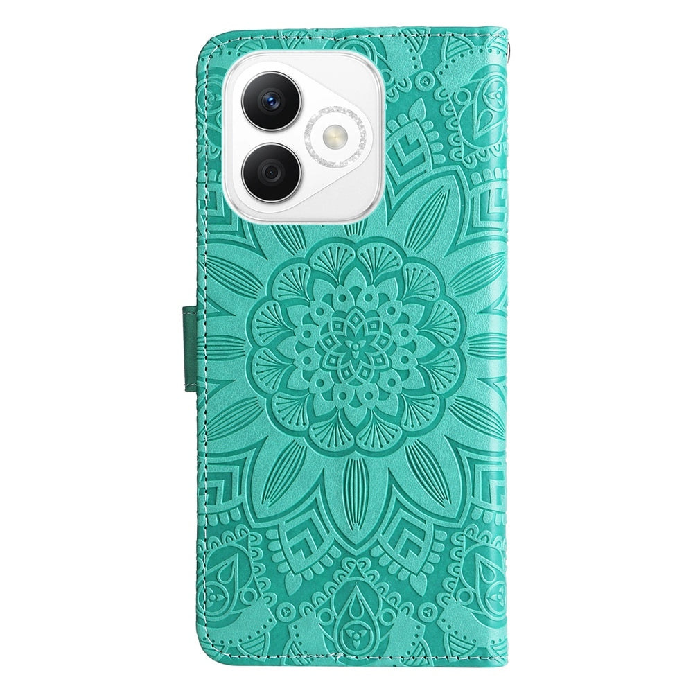 Honor X60i Sunflower Embossed Leather Wallet Phone Case with Kickstand and Card Holder