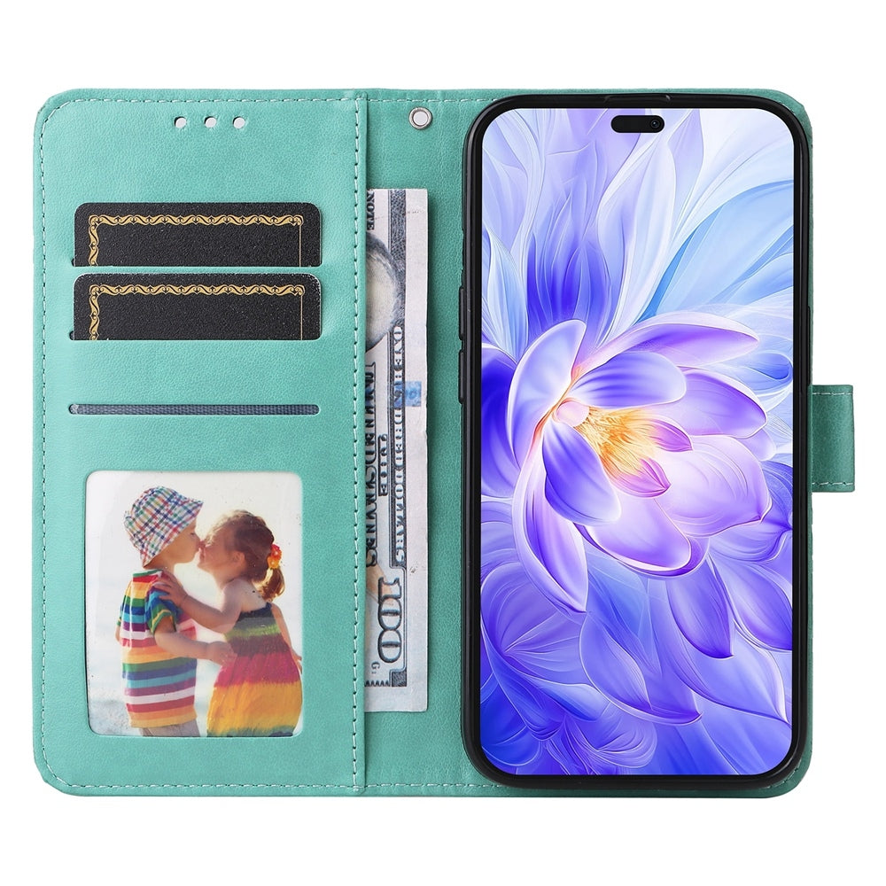 Honor X60i Sunflower Embossed Leather Wallet Phone Case with Kickstand and Card Holder