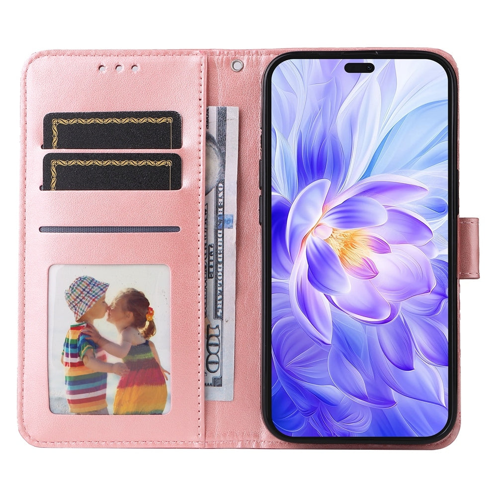 Honor X60i Sunflower Embossed Leather Wallet Phone Case with Kickstand and Card Holder