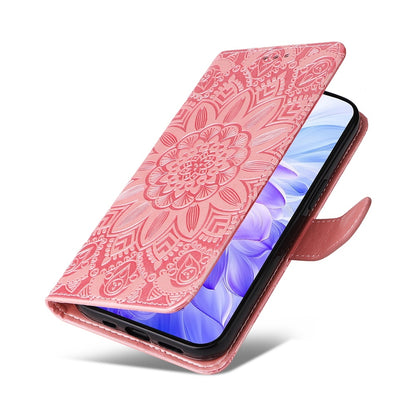 Honor X60i Sunflower Embossed Leather Wallet Phone Case with Kickstand and Card Holder