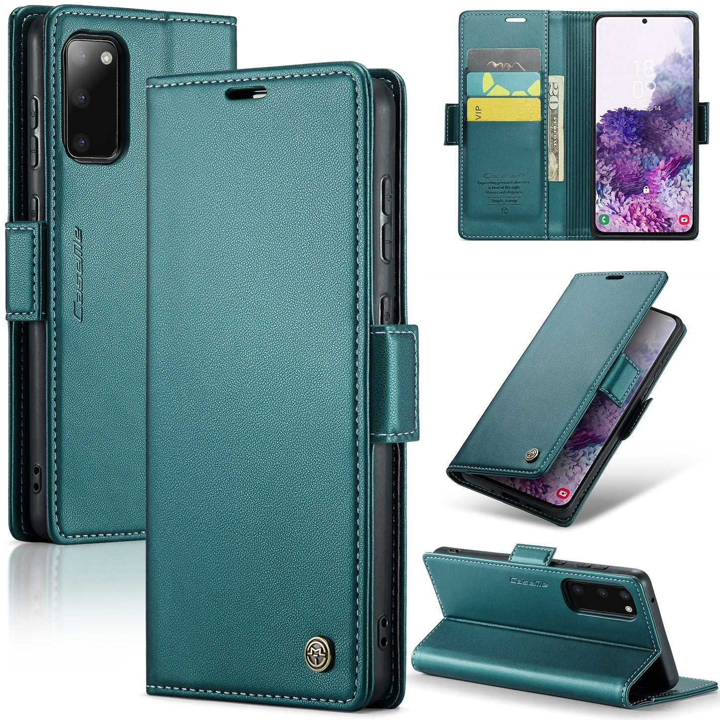 Samsung Galaxy S20 Leather Case - RFID Anti-Theft, Butterfly Buckle, Card Slot, Stand, Litchi Texture