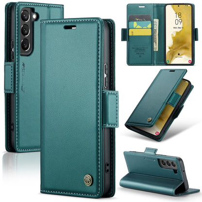 Samsung Galaxy S22 5G Leather Case - RFID, Butterfly Buckle, Card Slot, Stand, Litchi Texture