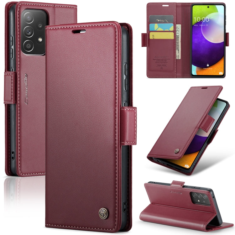 Samsung Galaxy A52/A52s 5G Case - RFID Anti-Theft Leather with Butterfly Buckle, Card Slot, Stand - Litchi Texture