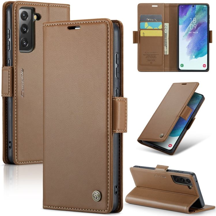 Samsung Galaxy S21 FE 5G Case - RFID Leather Wallet, Stand Feature, Card Slot, Litchi Texture