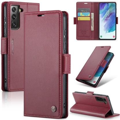 Samsung Galaxy S21 FE 5G Case - RFID Leather Wallet, Stand Feature, Card Slot, Litchi Texture