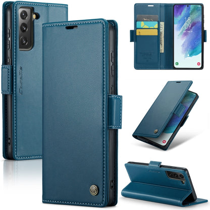 Samsung Galaxy S21 FE 5G Case - RFID Leather Wallet, Stand Feature, Card Slot, Litchi Texture