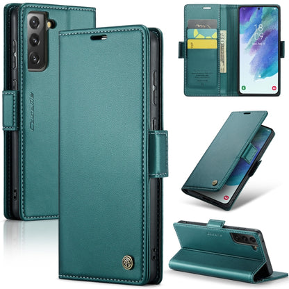 Samsung Galaxy S21 FE 5G Case - RFID Leather Wallet, Stand Feature, Card Slot, Litchi Texture