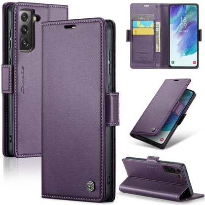 Samsung Galaxy S21 FE 5G Case - RFID Leather Wallet, Stand Feature, Card Slot, Litchi Texture