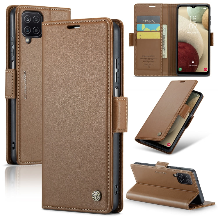 Samsung Galaxy A12 5G Case - RFID Anti-Theft, Butterfly Buckle, Card Slot, Litchi Texture Leather