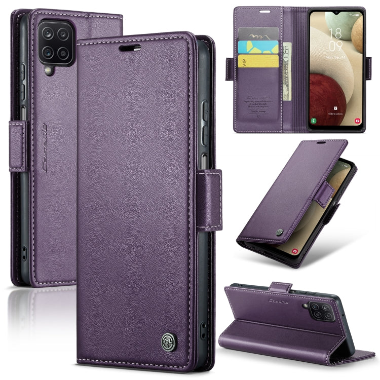 Samsung Galaxy A12 5G Case - RFID Anti-Theft, Butterfly Buckle, Card Slot, Litchi Texture Leather