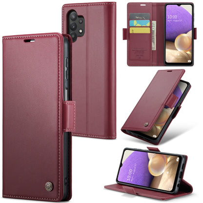 Samsung Galaxy A32/M32 5G Case - RFID Leather Wallet, Stand, Card Slot, Litchi Texture