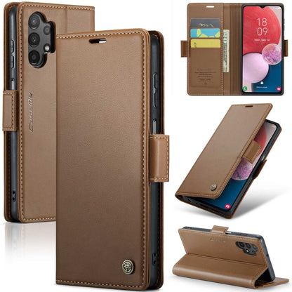 Samsung Galaxy A13/A04/M13 5G Butterfly Buckle Leather Case - RFID, Card Slot, Stand Feature